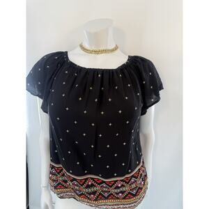 Torrid 0 top Multi Color Blouse Off Shoulder NWT Geometric